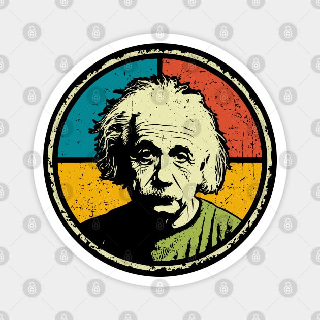 Einstein in Color – Retro Science Genius Portrait Art Magnet by TuncGK